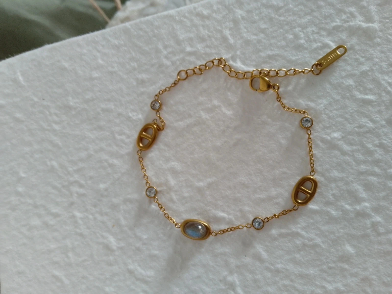 Bohemien armband met marineblauwe mesh en labradoriet steen – photo 4